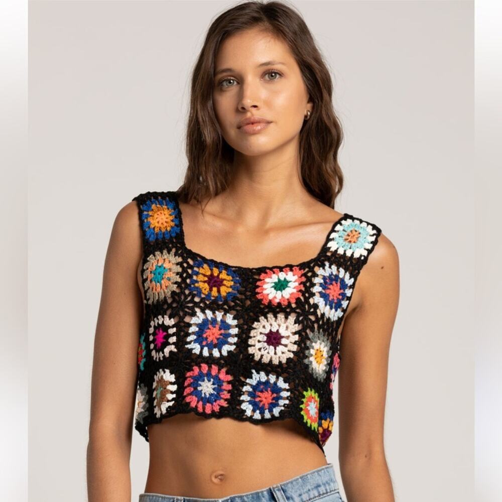 LE LIS Women’s Sz Small Crochet Crop Top
